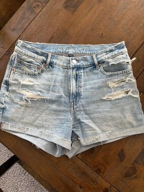 American Eagle Outfitters Light Blue Distressed Denim Jean Shorts